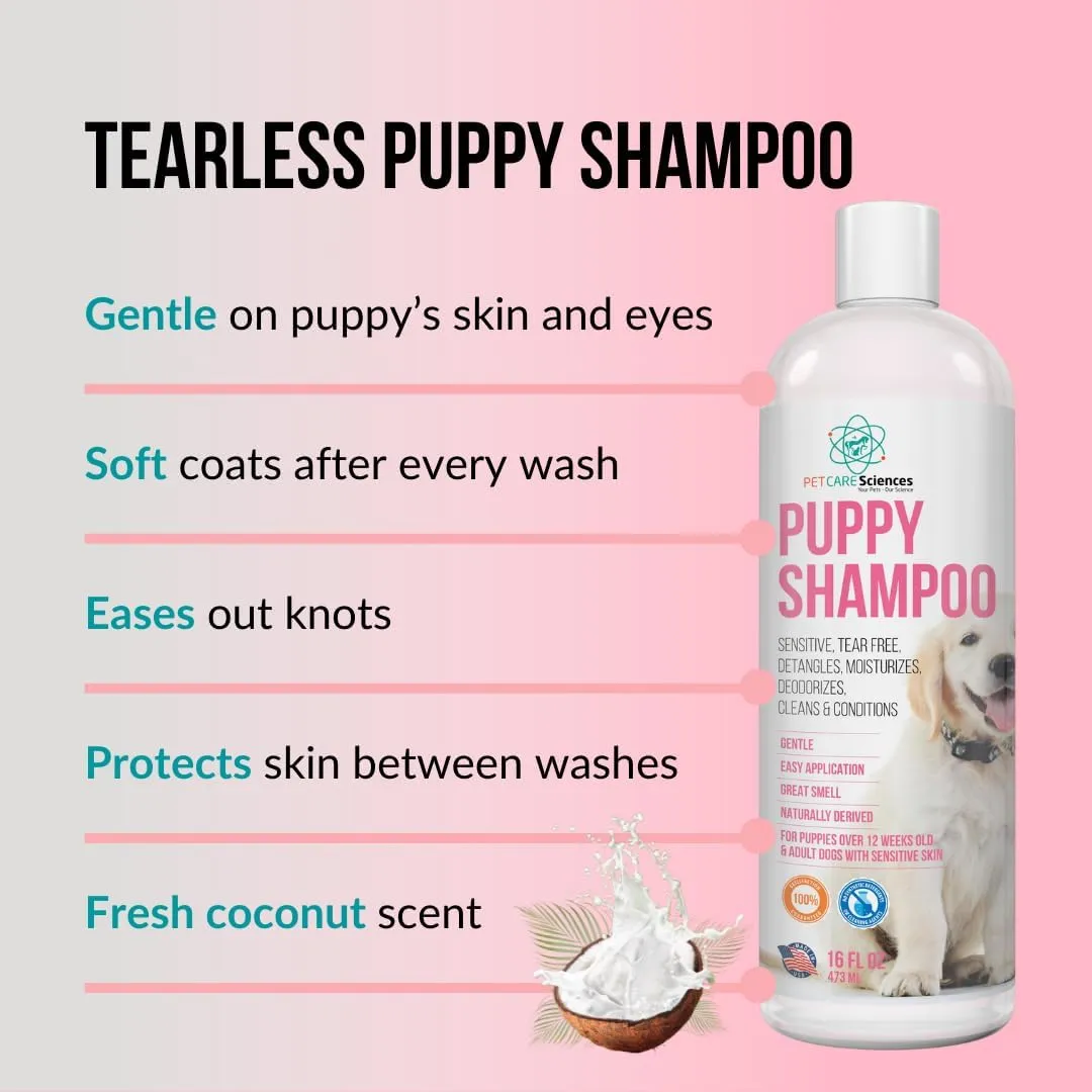 1 Gallon Tearless Puppy Shampoo and Conditioner - Anti-Itch Dog Shampoo Sensitive Skin - Coconut Oil Oatmeal Pet Shampoo for Puppies - Made in The USA