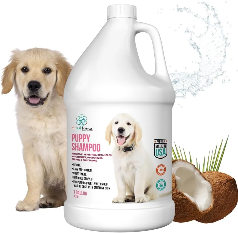 1 Gallon Tearless Puppy Shampoo and Conditioner - Anti-Itch Dog Shampoo Sensitive Skin - Coconut Oil Oatmeal Pet Shampoo for Puppies - Made in The USA