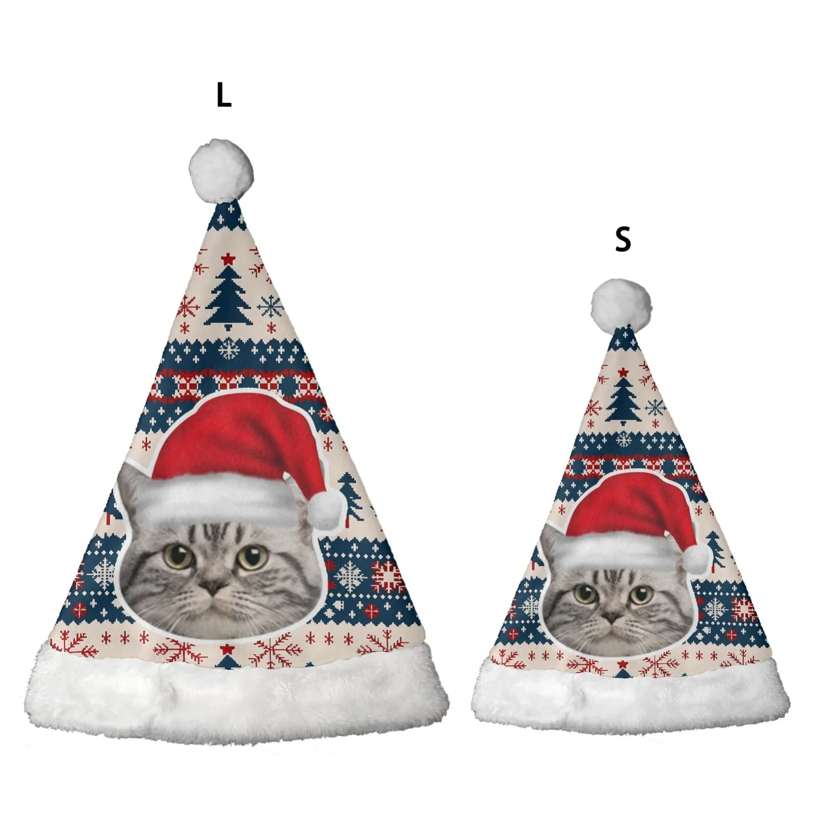 2 Piece Warm Gift Custom Pet Face Christmas Fluffy Scarf and Santa Hat Soft&High Elasticity Winter Gift