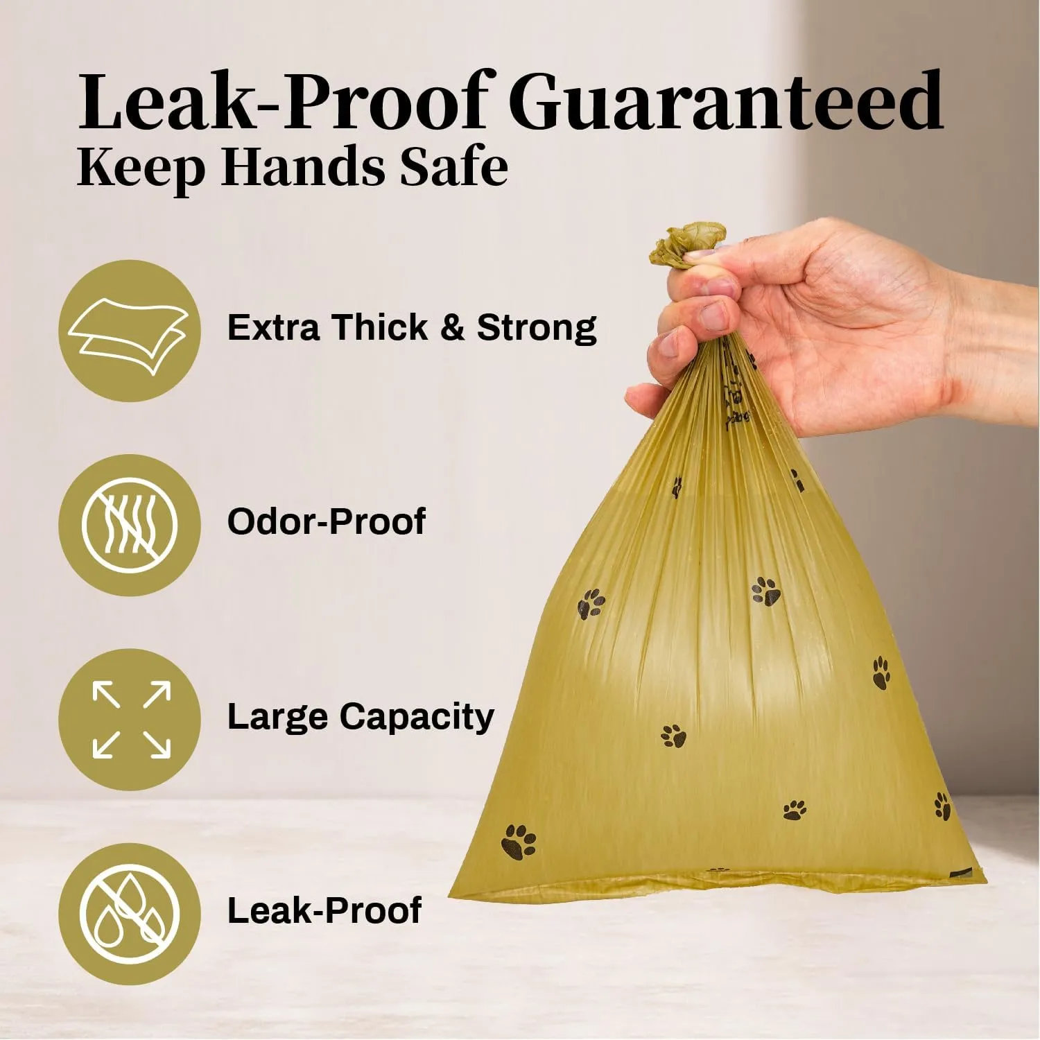 270 Counts Dog Poop Bags Rolls with Dispenser & Leash Clip, Scented Poop Bags for Dogs Waste, Extra Thick & Leak Proof for Poop Doggie Puppy Pet Waste, 9" x 13", Dark Khaki