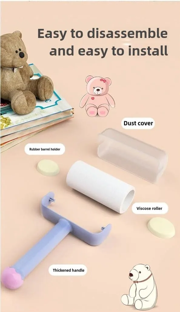 3-Roller Compact Fabric & Pet Hair Remover Set with Bright Coloured Rollers and 12x Reusable Adhesive Sheets  Portable Home & Travel Essential