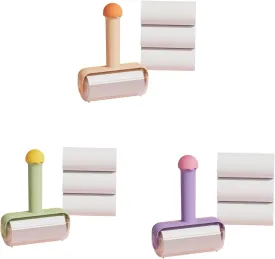 3-Roller Compact Fabric & Pet Hair Remover Set with Bright Coloured Rollers and 12x Reusable Adhesive Sheets  Portable Home & Travel Essential
