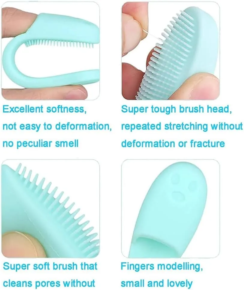 4 Pack Silicone Scrubber for Cats Chin, Soft Silicone Manual Facial Cleansing Brushes, Cat Finger Toothbrush for Pet Dental Care, Finger Brushes Suitable for Dogs and Cats(Mix)
