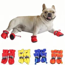 4pcs Waterproof Pet Dog Shoes Anti-slip Rain Boots Footwear for Cats Dogs Puppy Pet Booties Pet Paw Accessories