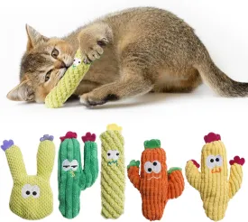 5 Pack Cactus Catnip Toys, 100% Pure Organic Catnip Filled Toys for Indoor Cats, Interactive Plush Chew Fun Without Cotton, Teething Soft Pet Toys for Kittens Kitty