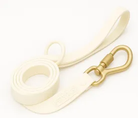 5ft Dog Leash 3/4" Wide Biothane Waterproof Lightweight Tan Beige Cream Gold Screw Lock Hardware Strong Extra Security Neutral Unisex (Cream - Gold)