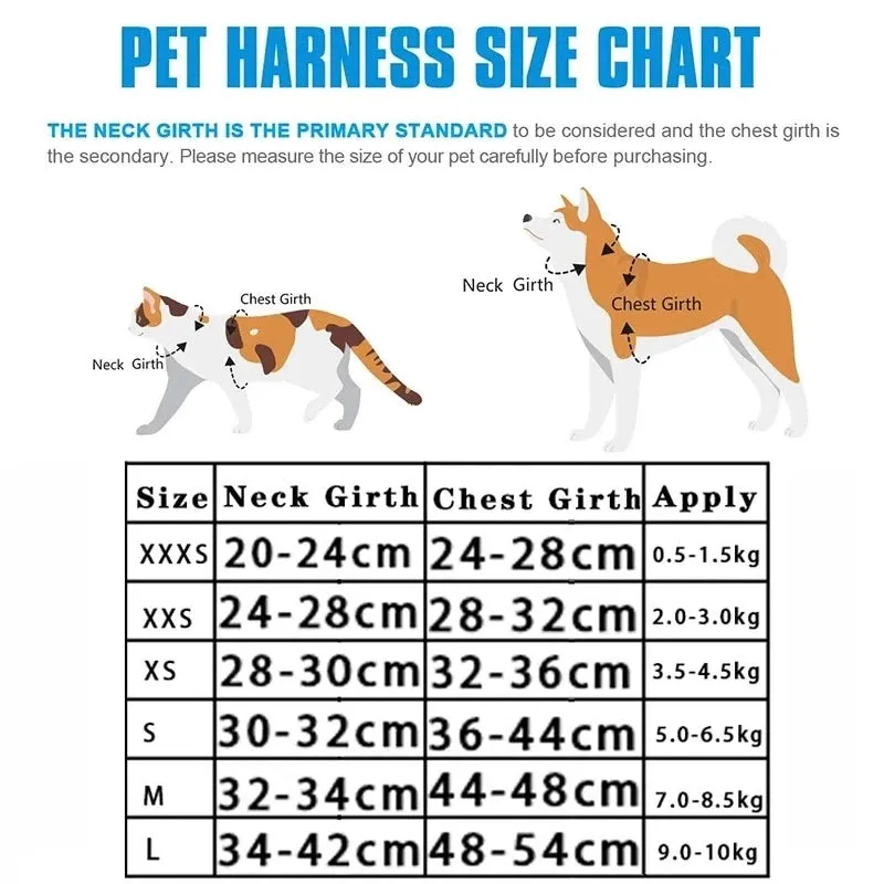 Adjustable & Reflective Harnesses & Leashes Set For Pets