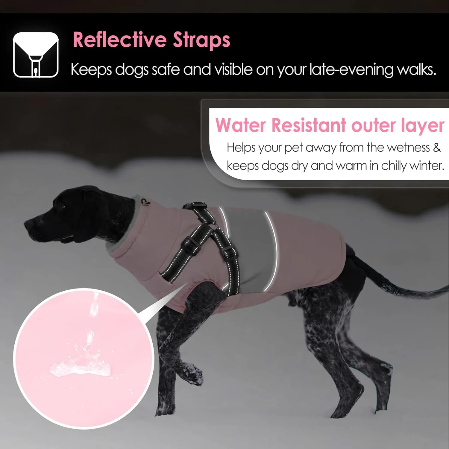 AOFITEE Small Dog Coat, Dog Winter Coat, Dog Coat with Harness Built in, Warm Dog Jacket with Zipper & Fleece Collar, Waterproof Dog Puffer Jacket Dog Sweater for Small Dogs, Chihuahua Yorkshire, Pink