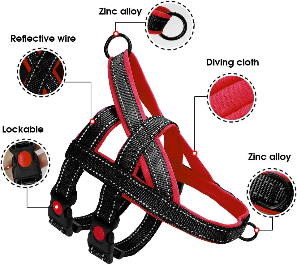 Beirui No Pull Escape Proof Dog Harness for Small Medium Large Dogs - Soft Padded Reflective Large Dog Walking Harnesses (Black,L)
