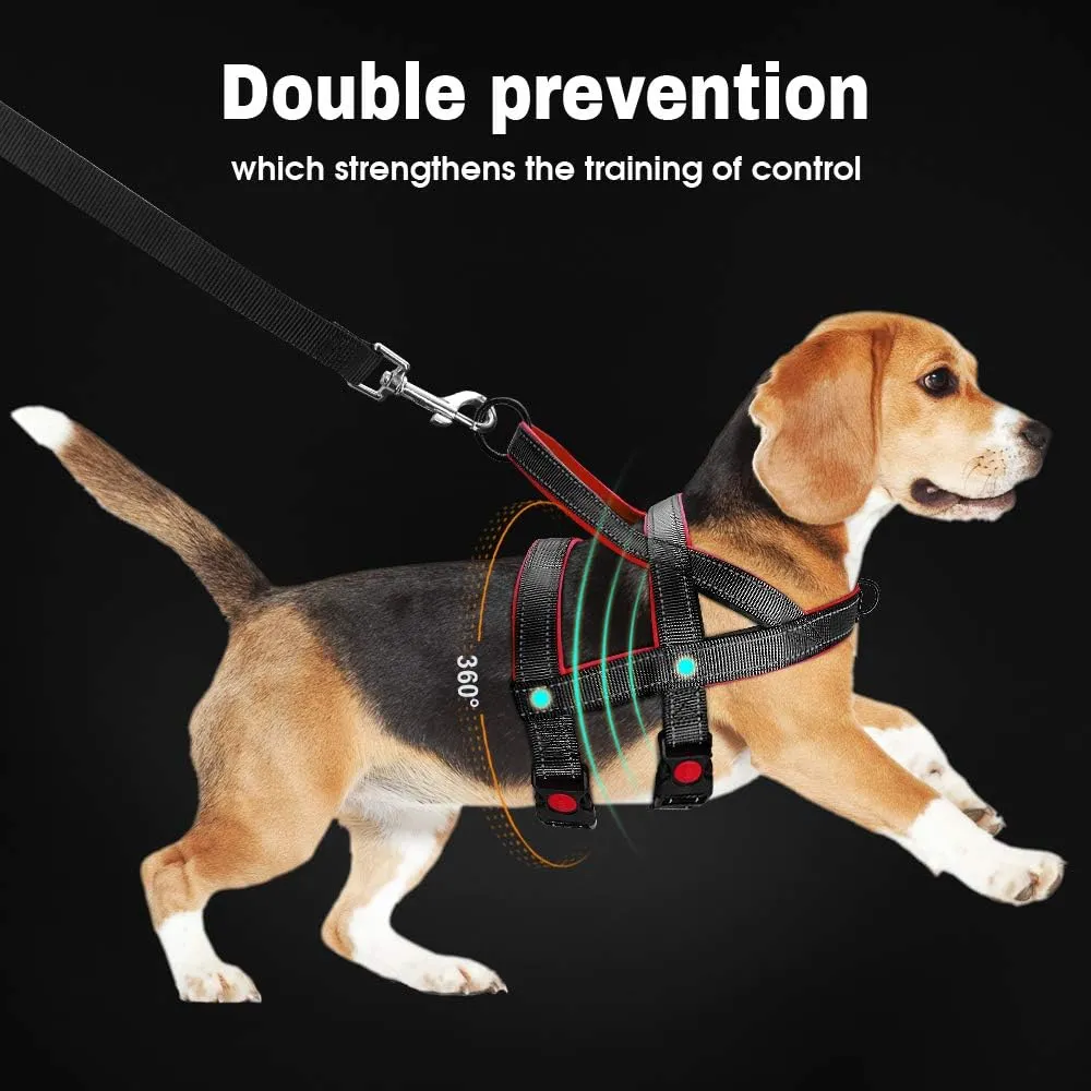 Beirui No Pull Escape Proof Dog Harness for Small Medium Large Dogs - Soft Padded Reflective Large Dog Walking Harnesses (Black,L)