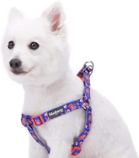 Blueberry Pet 9 Patterns Step-in Spring Scent Inspired Rose Print Irish Blue Dog Harness, Chest Girth 26" - 39", Large, Adjustable Harnesses for Dogs