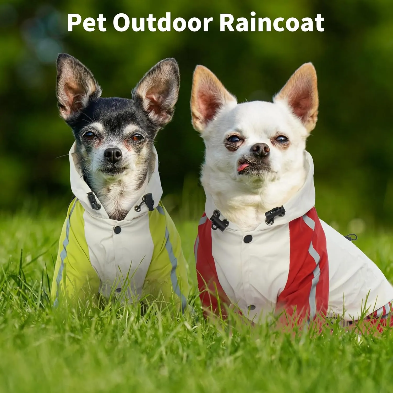 BRKURLEG Dog Raincoat with Legs, Small Dog Raincoat, Waterproof Dog Clothes, Pet Rainproof Jacket with Leash Hole Reflective Pet Poncho for Small Dogs Boy Girl, Green XL