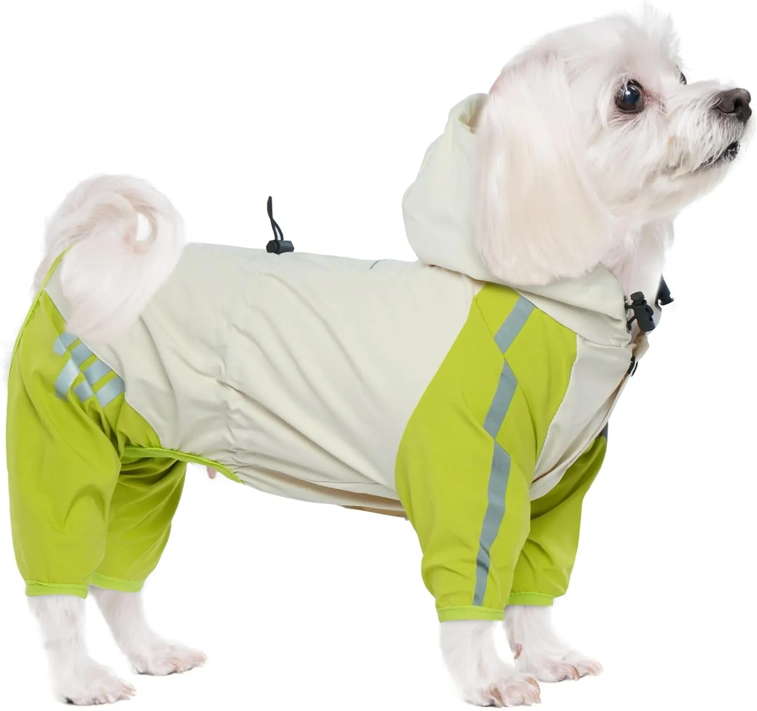 BRKURLEG Dog Raincoat with Legs, Small Dog Raincoat, Waterproof Dog Clothes, Pet Rainproof Jacket with Leash Hole Reflective Pet Poncho for Small Dogs Boy Girl, Green XL