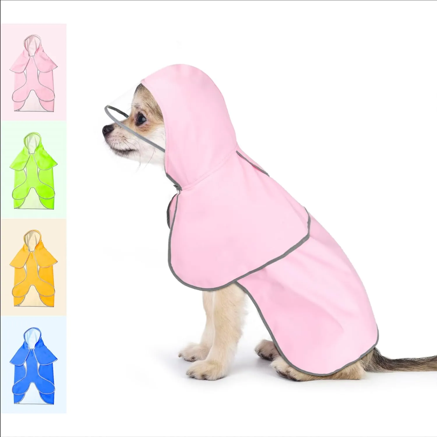 BSEEN Dog Raincoat - Waterproof Dog Rain Jacket Reflective Pet Rain Coats with Leash Hole, Hooded Doggie Poncho Lightweight Puppy Slicker for Walking& Camping (Pink, Small)