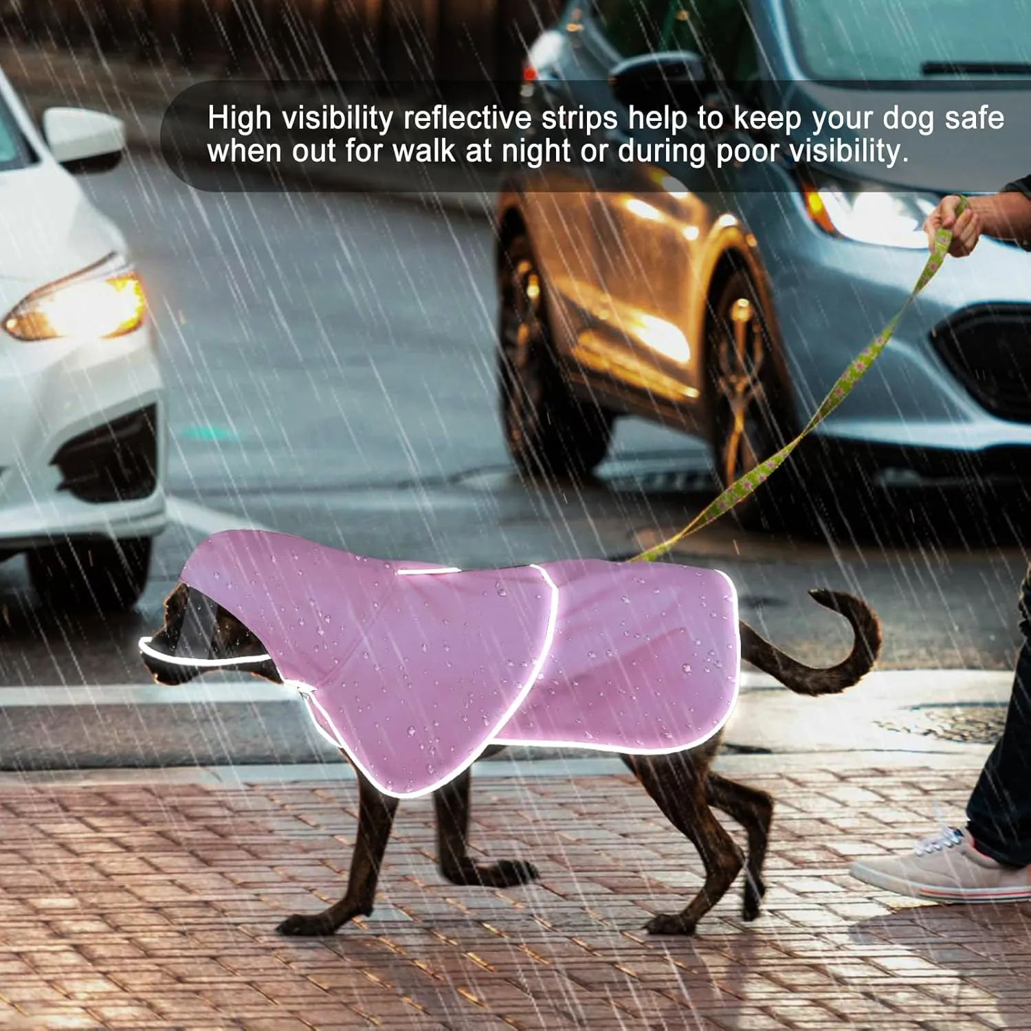 BSEEN Dog Raincoat - Waterproof Dog Rain Jacket Reflective Pet Rain Coats with Leash Hole, Hooded Doggie Poncho Lightweight Puppy Slicker for Walking& Camping (Pink, Small)