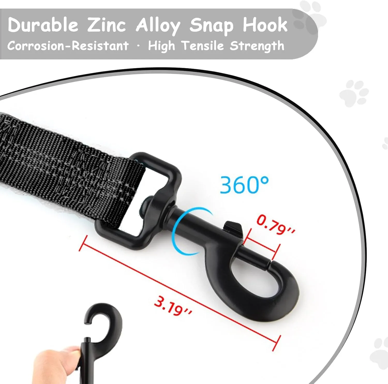Bungee Dog Leash with Shock Absorption, Dual Handles for Pull Control, Reflective Nylon, Zinc Alloy Hook, D-Ring for Poop Bags, Red, L