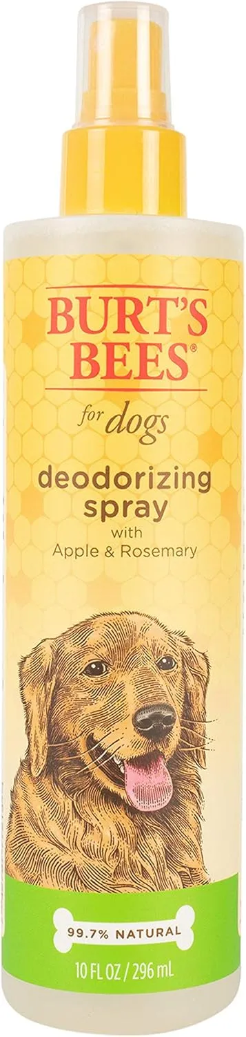 Burt's Bees for Pets Deodorizing Spray for Dogs with Apple and Rosemary, 99.7% Natural Origin Formulas, Waterless Canine Cleanser - Gentle Dry Shampoo for Pups, 2pk, 10 oz