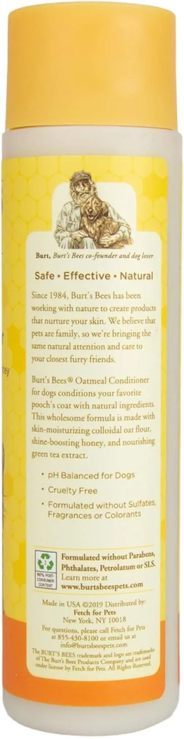 Burt's Bees for Pets Oatmeal Dog Conditioner with Colloidal Oat Flour and Honey, 95% Natural Origin Formulas, Gentle Canine Conditioning Formula for Itchy Dogs, 2pk, 10 oz