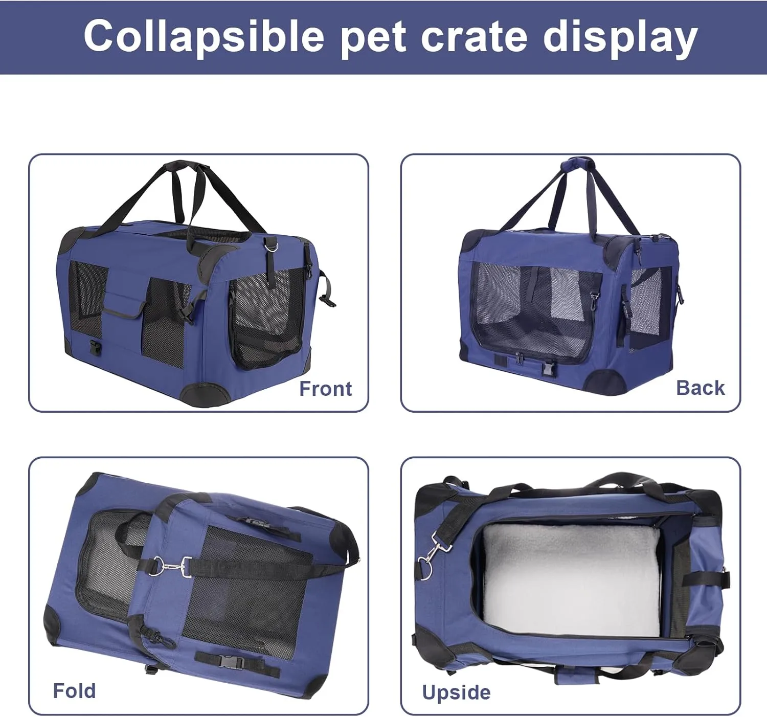 Cat Carrier Pet Carrier Bag Dog Crate 24"x 16"x 16"Portable Collapsible with Soft Warm Blanket/Bowl for Puppy Up to 25 lbs Sturdy Transport Carrier Long Trips/Traveling/Indoor/Outdoor