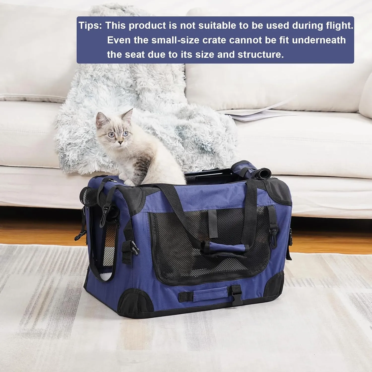 Cat Carrier Pet Carrier Bag Dog Crate 24"x 16"x 16"Portable Collapsible with Soft Warm Blanket/Bowl for Puppy Up to 25 lbs Sturdy Transport Carrier Long Trips/Traveling/Indoor/Outdoor