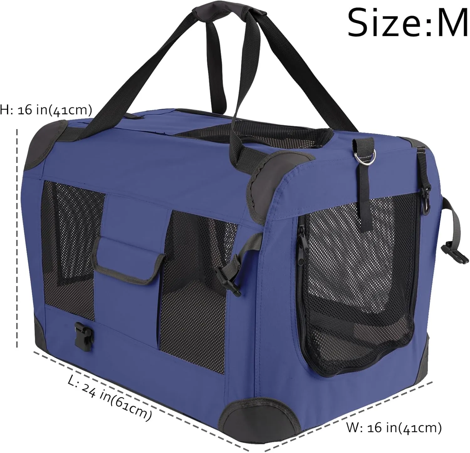 Cat Carrier Pet Carrier Bag Dog Crate 24"x 16"x 16"Portable Collapsible with Soft Warm Blanket/Bowl for Puppy Up to 25 lbs Sturdy Transport Carrier Long Trips/Traveling/Indoor/Outdoor