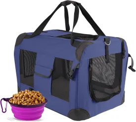 Cat Carrier Pet Carrier Bag Dog Crate 24"x 16"x 16"Portable Collapsible with Soft Warm Blanket/Bowl for Puppy Up to 25 lbs Sturdy Transport Carrier Long Trips/Traveling/Indoor/Outdoor