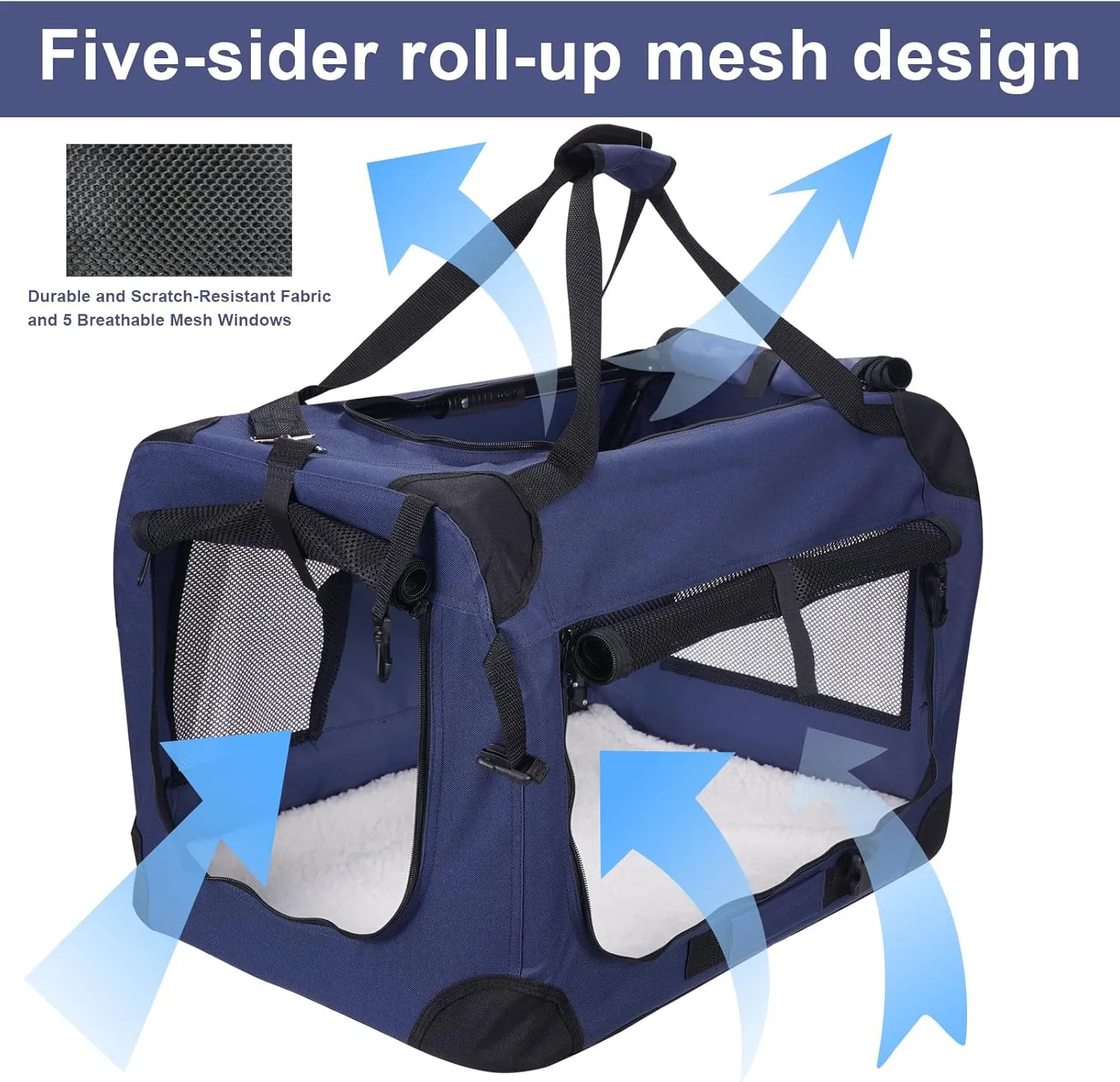 Cat Carrier Pet Carrier Bag Dog Crate 24"x 16"x 16"Portable Collapsible with Soft Warm Blanket/Bowl for Puppy Up to 25 lbs Sturdy Transport Carrier Long Trips/Traveling/Indoor/Outdoor