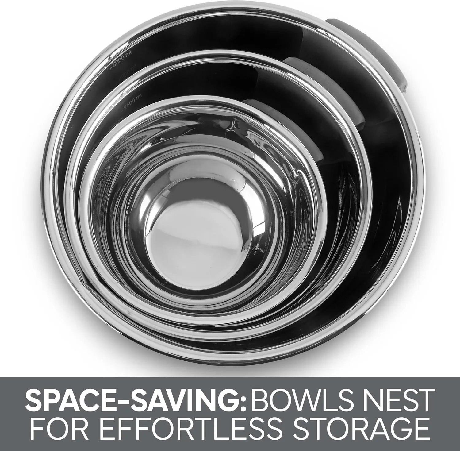 COOK WITH COLOR Stainless Steel Mixing Bowls Set and Measuring Cups - Nesting Bowls with Non-Slip Bottom and Easy-Grip Handles, Grey, 11 Pieces