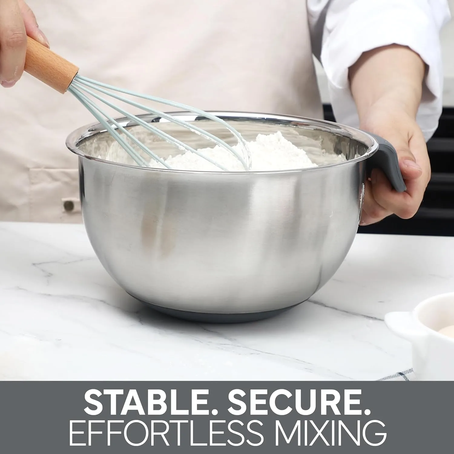 COOK WITH COLOR Stainless Steel Mixing Bowls Set and Measuring Cups - Nesting Bowls with Non-Slip Bottom and Easy-Grip Handles, Grey, 11 Pieces
