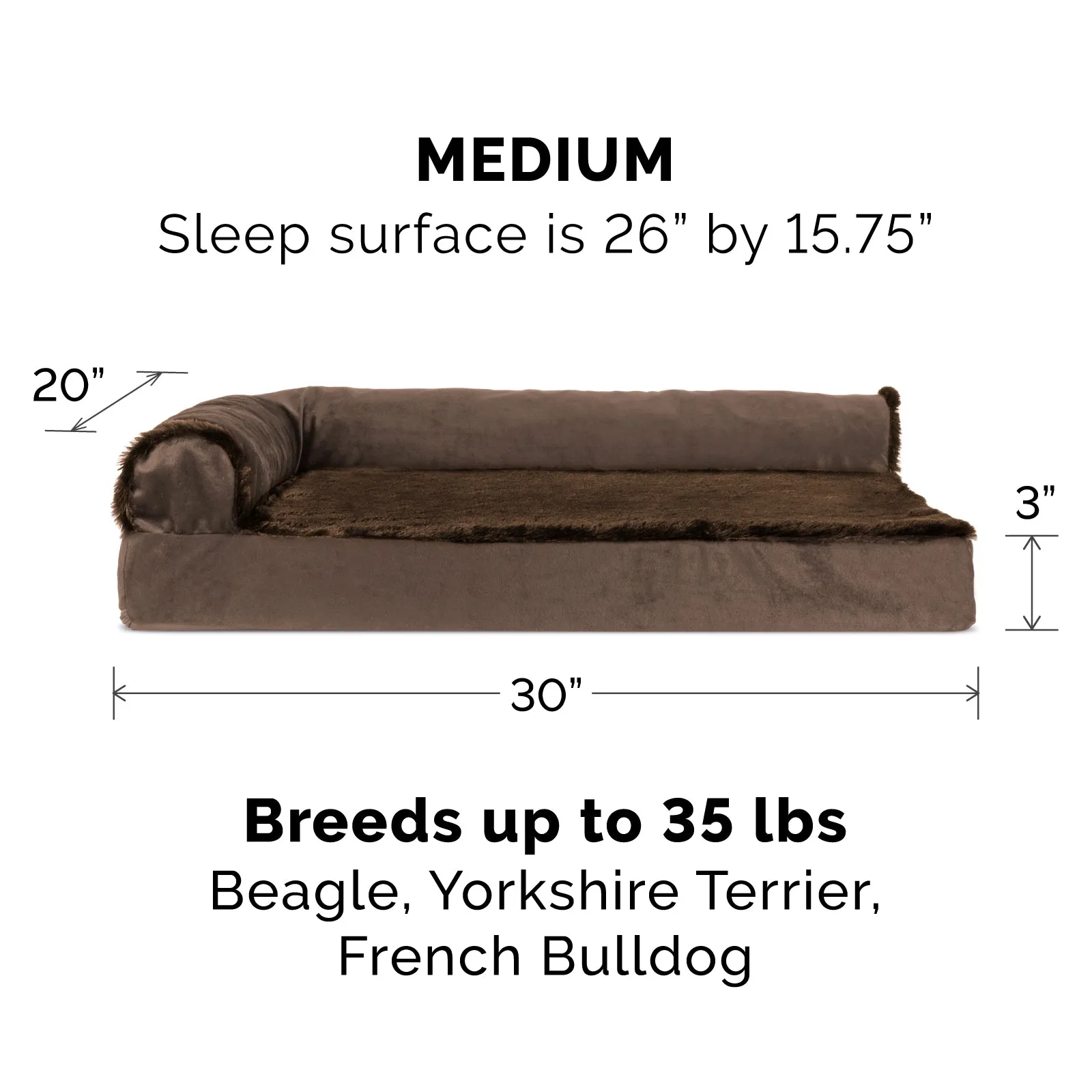 Deluxe L-Shaped Chaise Lounge for Dogs & Cats Pet Bed