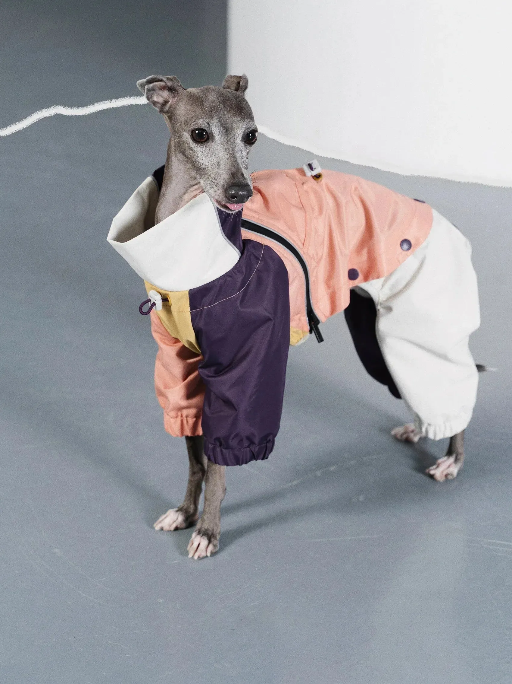 Detachable 4-Leg Dog Raincoat | Peach Khaki