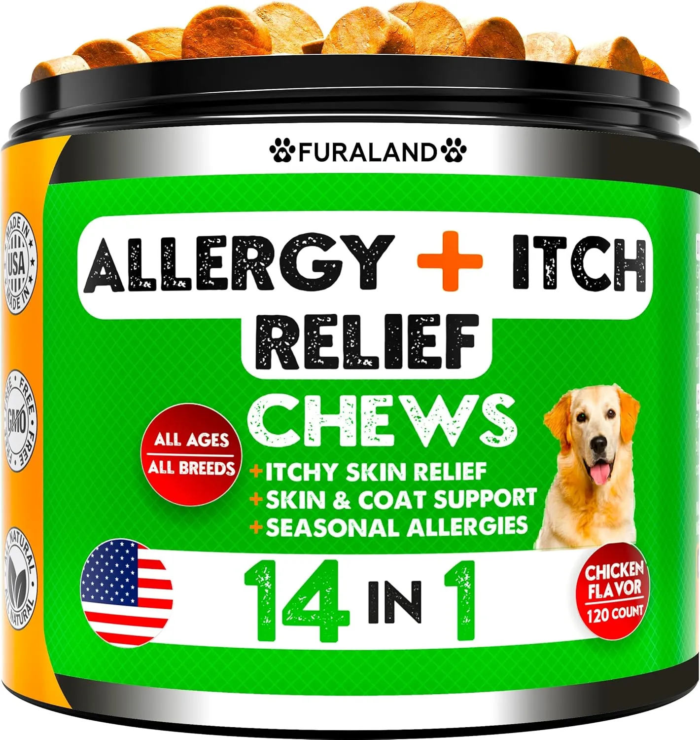 Dog Allergy Relief Chews - Dog Itch Relief - Omega 3 Fish Oil   Probiotics - Itchy Skin - Seasonal Allergies - Anti Itch Support & Hot Spots - Immune Supplement for Dogs