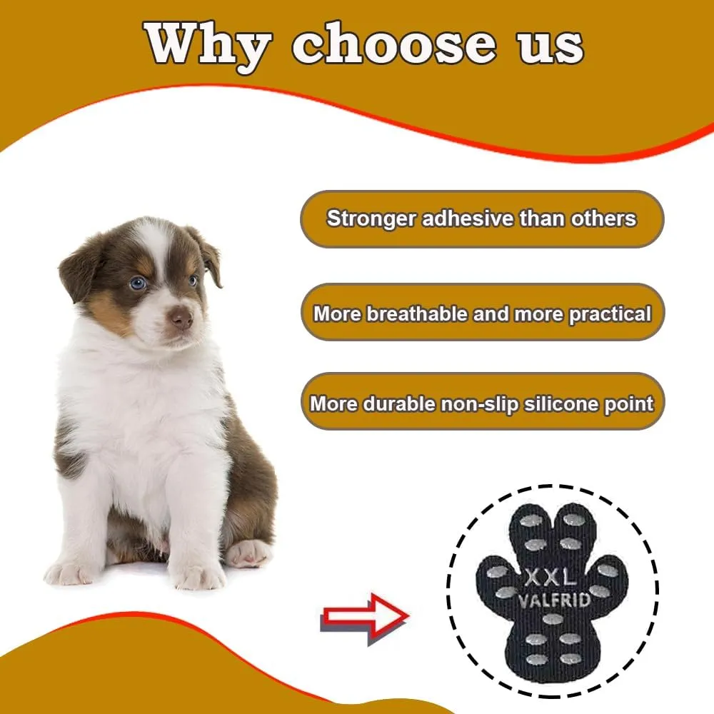 Dog Paw Protector Anti-Slip Grips to Keeps Dogs from Slipping On Hardwood Floors,Disposable Self Adhesive Resistant Dog Shoes Booties Socks Replacement XXL 24 Pieces