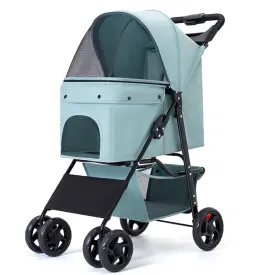Dog Pram Dog Pushchair,Folding pet Stroller,4 Wheels pet pram cart for Dogs and Cats,pet Trolley with Shock Absorber Swivel Front Wheel,Rear Wheel with Foot Brakes,Front and Back mesh Window