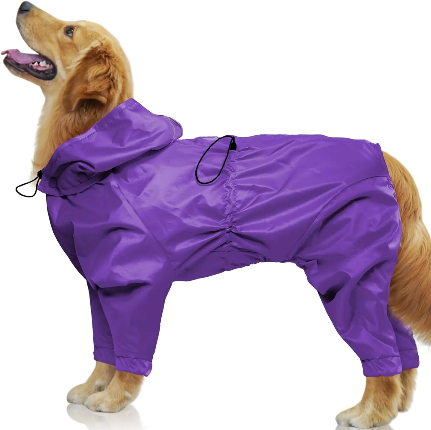 Dog Rain Jacket for Large Dogs, Waterproof Dog Raincoats with Clear Hooded for Large Dogs, Full Body Rain Caot, Poncho, Rainwear, Golden Retriever, Weimaraner (Purple XXL)