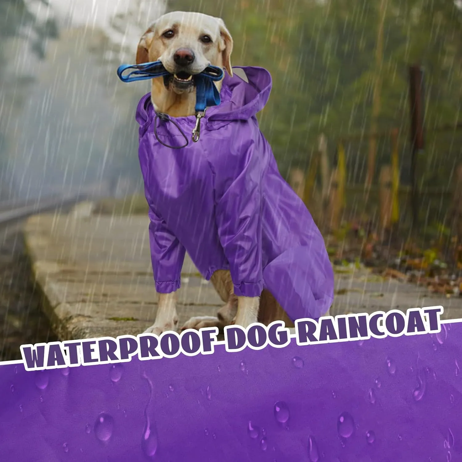 Dog Rain Jacket for Large Dogs, Waterproof Dog Raincoats with Clear Hooded for Large Dogs, Full Body Rain Caot, Poncho, Rainwear, Golden Retriever, Weimaraner (Purple XXL)