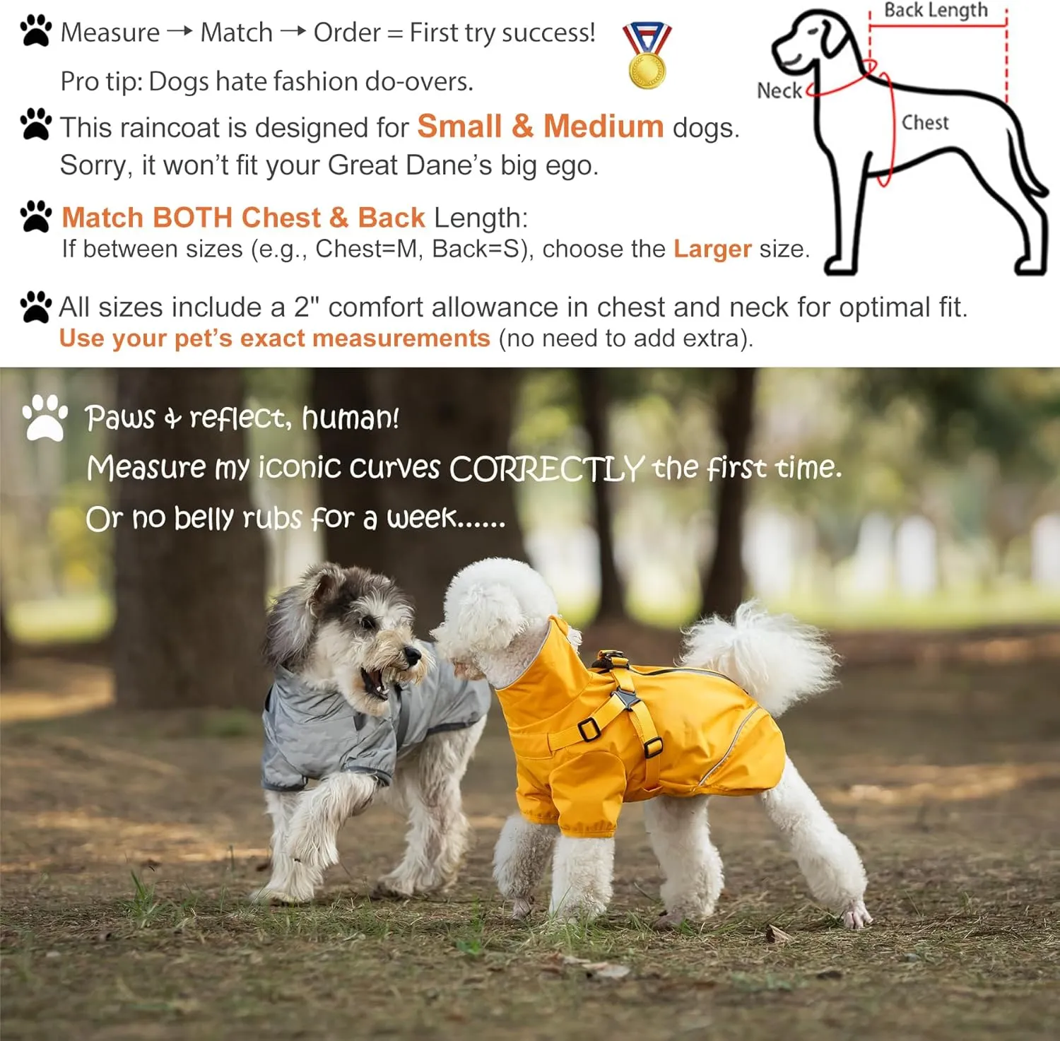 Dog Raincoat for Small Medium Dogs, Dog Rain Coat with Harness Built in, All Weather Waterproof Pet rain Jacket, Reflective Puppy Clothes (Camouflage Grey, Small)