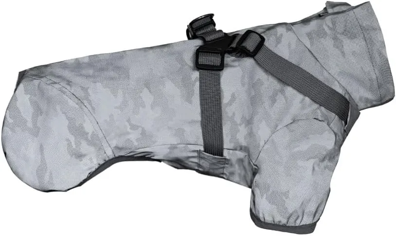 Dog Raincoat for Small Medium Dogs, Dog Rain Coat with Harness Built in, All Weather Waterproof Pet rain Jacket, Reflective Puppy Clothes (Camouflage Grey, Small)
