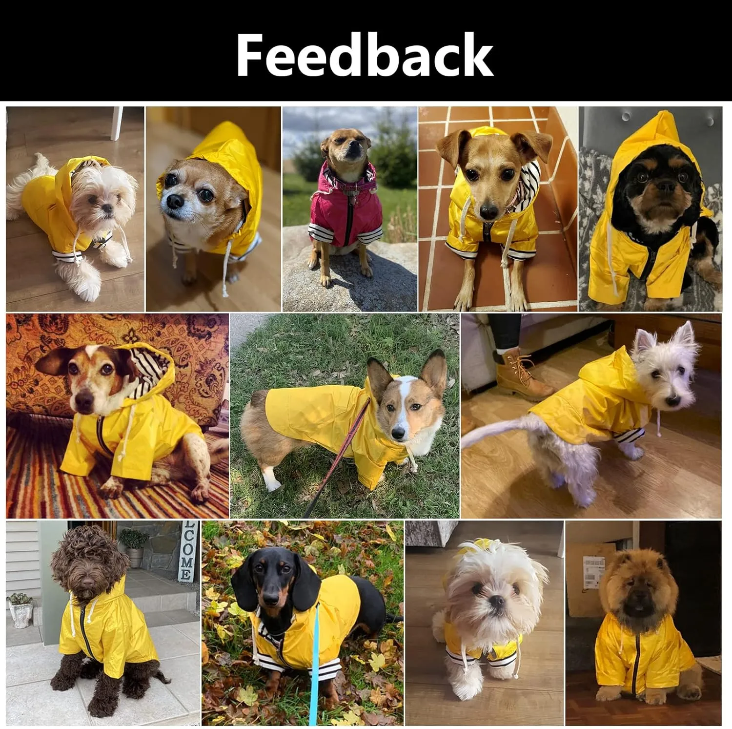 Dog Raincoat rain Jacket Raincoat Dogs Waterproof Small Medium Breeds Zip Closure Storage Pocket Harness Hole Red M