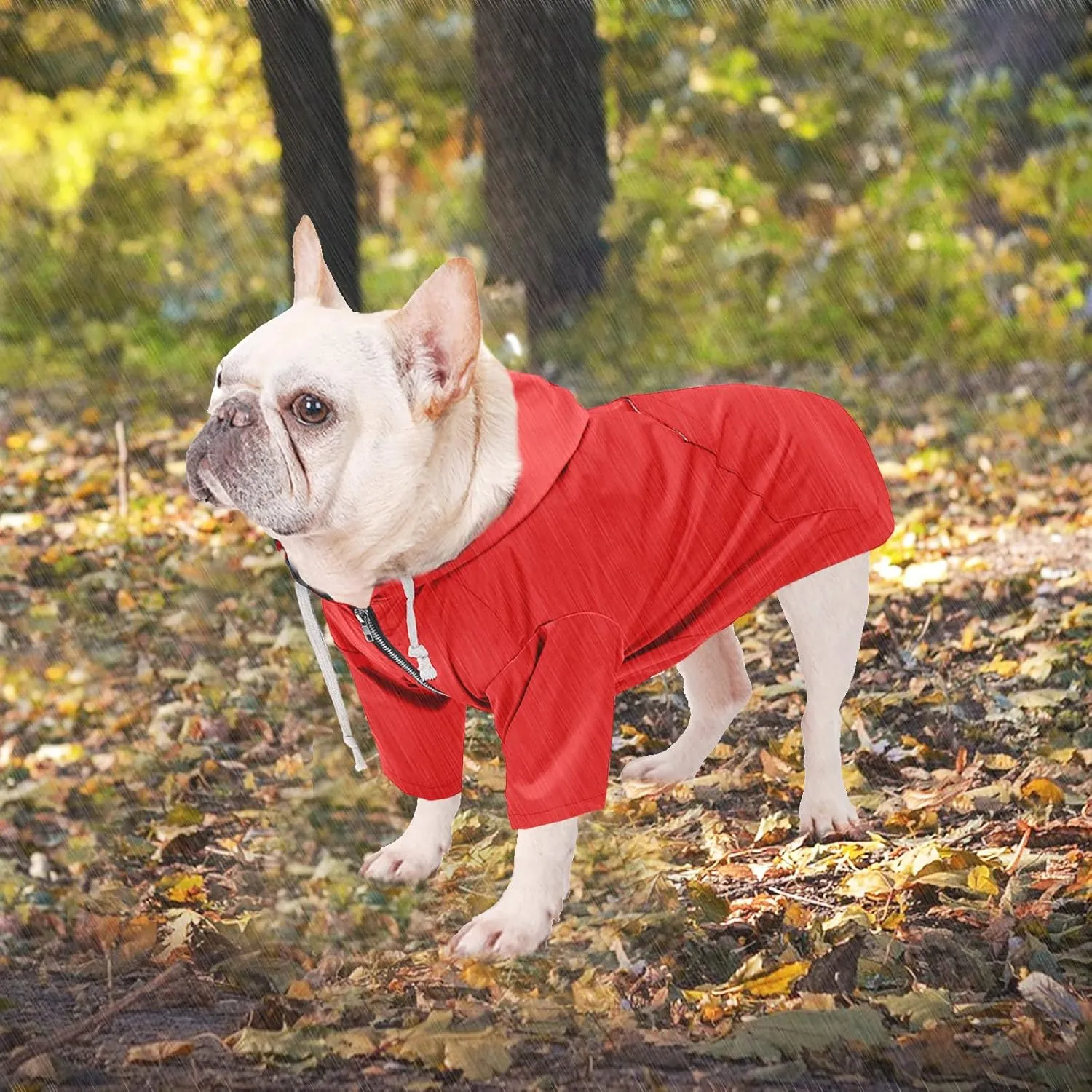 Dog Raincoat rain Jacket Raincoat Dogs Waterproof Small Medium Breeds Zip Closure Storage Pocket Harness Hole Red M