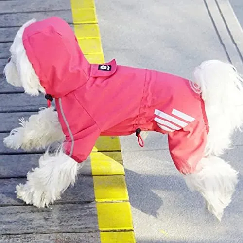 Dog Raincoat, Waterproof Dog Rain Jacket with Hood, Rain Coat with Leash Hole, Reflective Strap for Small Medium Dogs, Outdoor Adventures/Walking Lightweight PuppyPink,L