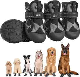 Dog Shoes for Large Medium Size Dogs, Breathable Dog Boots&Paw Protectors for Summer Hot Pavement Winter Snow, Waterproof Anti Slip Dog Booties for Outdoor Walking Hiking Hardwood Floor