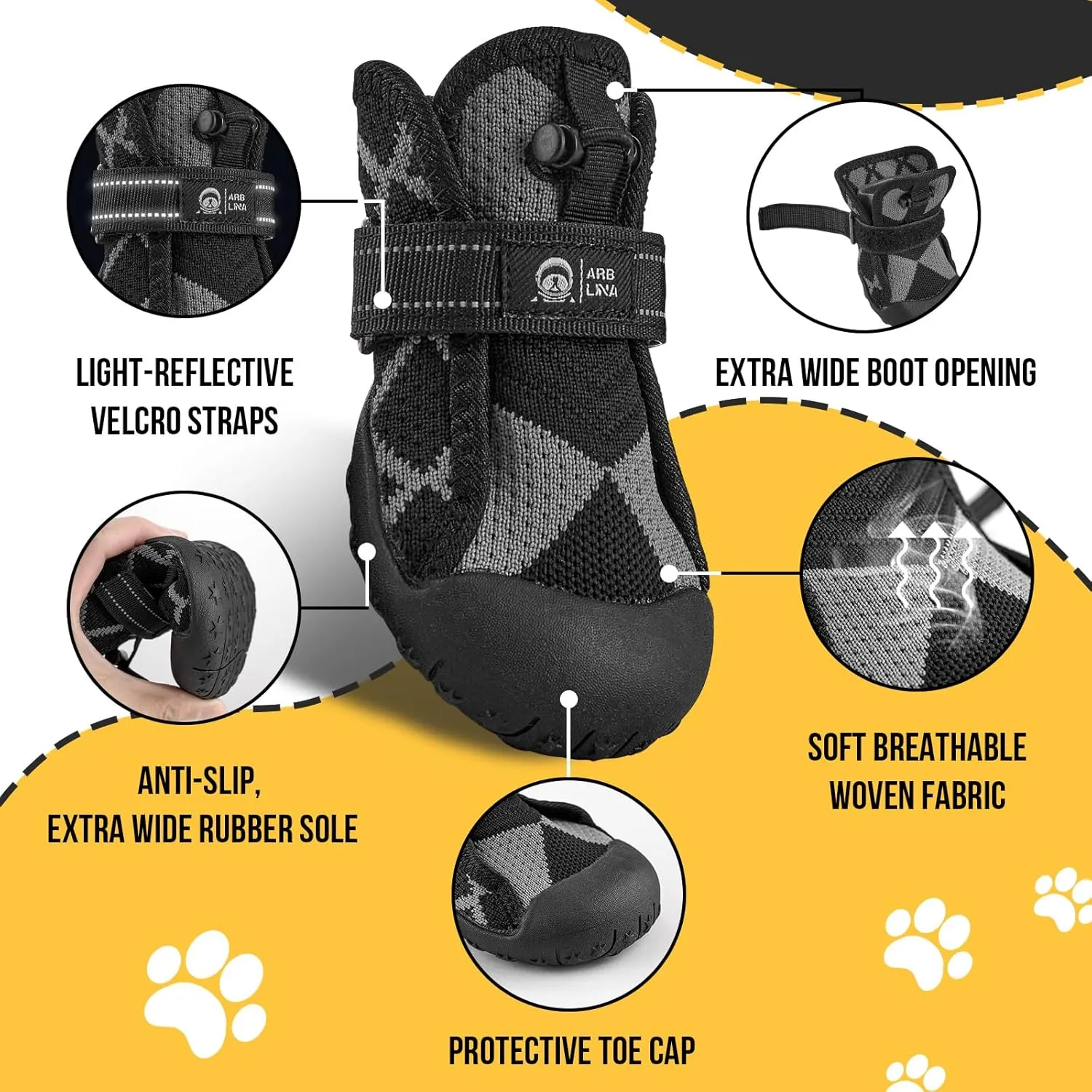 Dog Shoes for Large Medium Size Dogs, Breathable Dog Boots&Paw Protectors for Summer Hot Pavement Winter Snow, Waterproof Anti Slip Dog Booties for Outdoor Walking Hiking Hardwood Floor