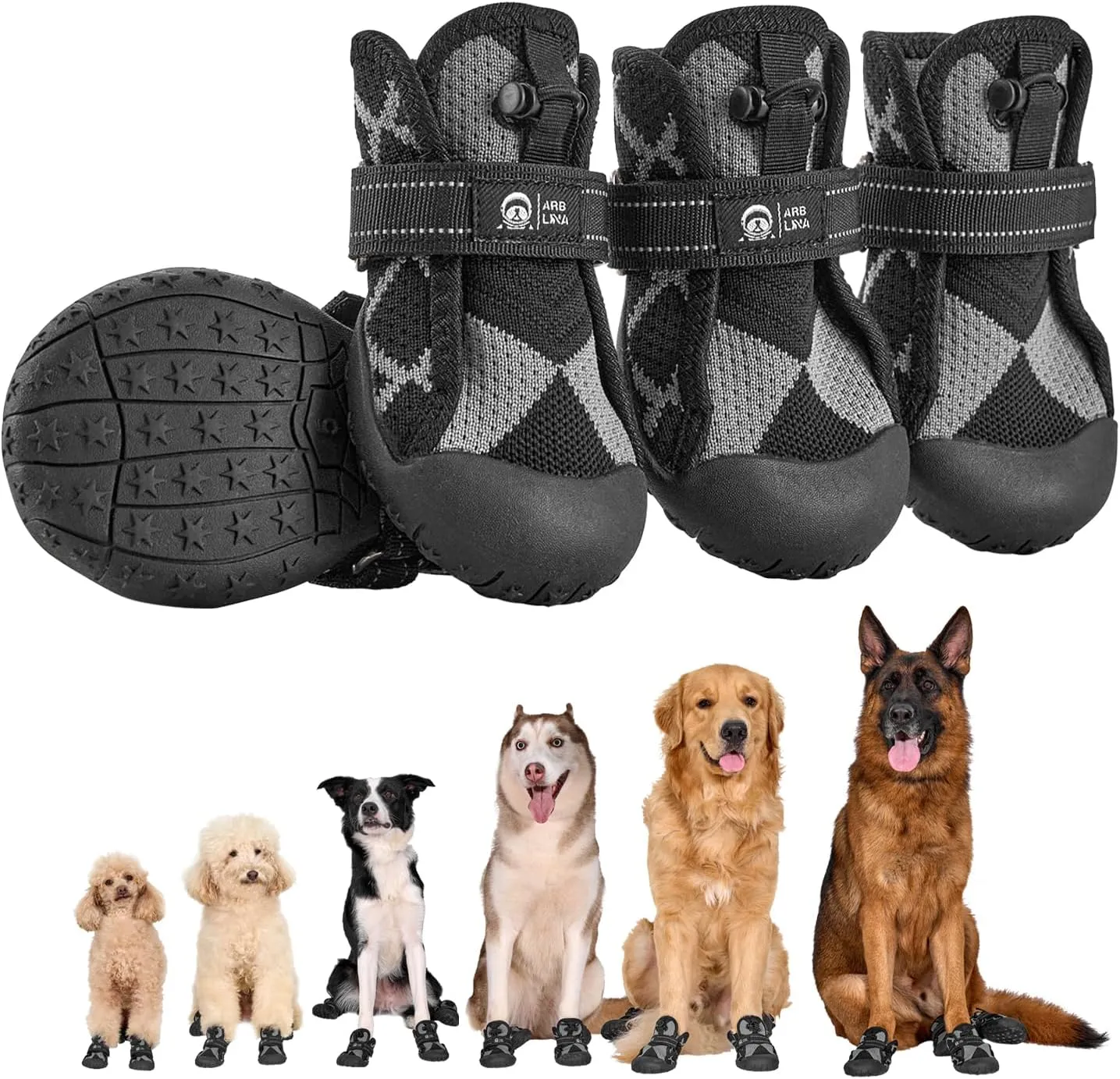 Dog Shoes for Large Medium Size Dogs, Breathable Dog Boots&Paw Protectors for Summer Hot Pavement Winter Snow, Waterproof Anti Slip Dog Booties for Outdoor Walking Hiking Hardwood Floor