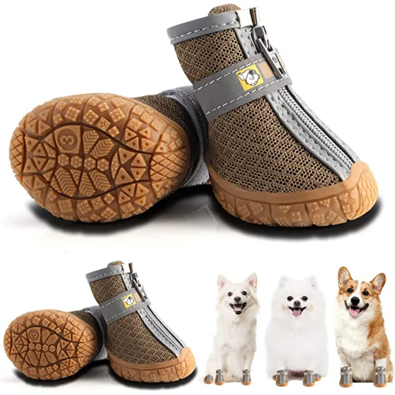 Dog Shoes For Small Dogs Boots, Breathable Dog Booties Paw Protector For Hot Pavement Winter Snow Hiking Booties 4pcs