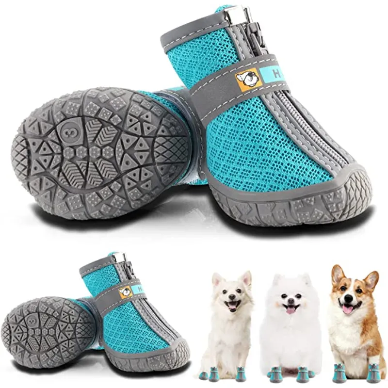 Dog Shoes For Small Dogs Boots, Breathable Dog Booties Paw Protector For Hot Pavement Winter Snow Hiking Booties 4pcs