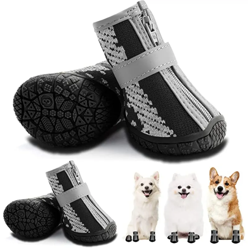 Dog Shoes For Small Dogs Boots, Breathable Dog Booties Paw Protector For Hot Pavement Winter Snow Hiking Booties 4pcs