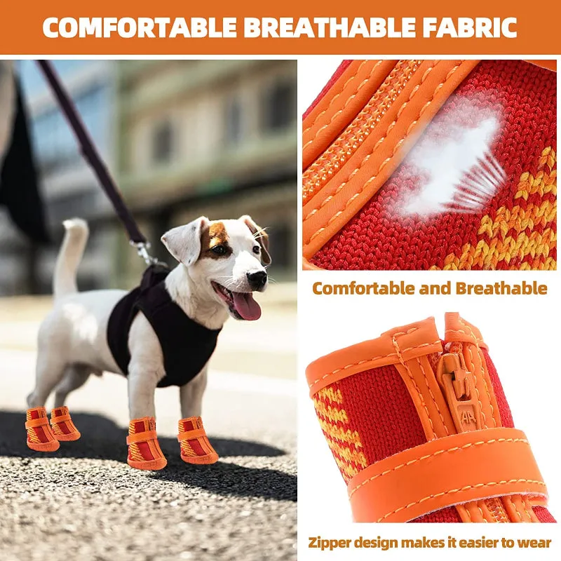 Dog Shoes For Small Dogs Boots, Breathable Dog Booties Paw Protector For Hot Pavement Winter Snow Hiking Booties 4pcs