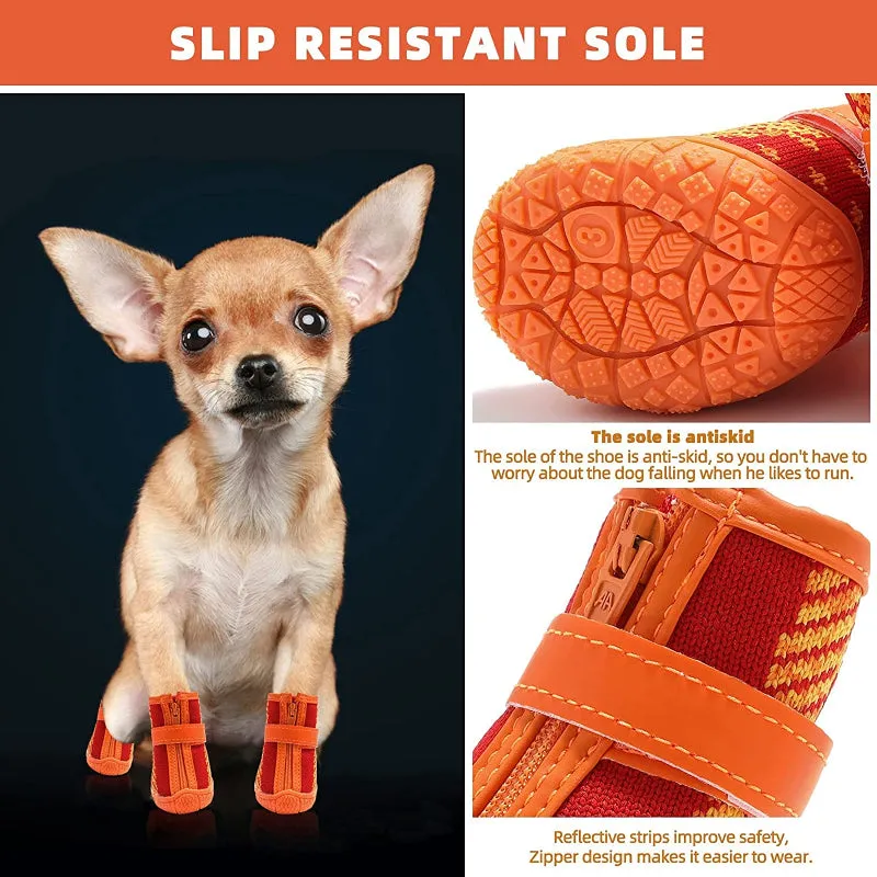 Dog Shoes For Small Dogs Boots, Breathable Dog Booties Paw Protector For Hot Pavement Winter Snow Hiking Booties 4pcs