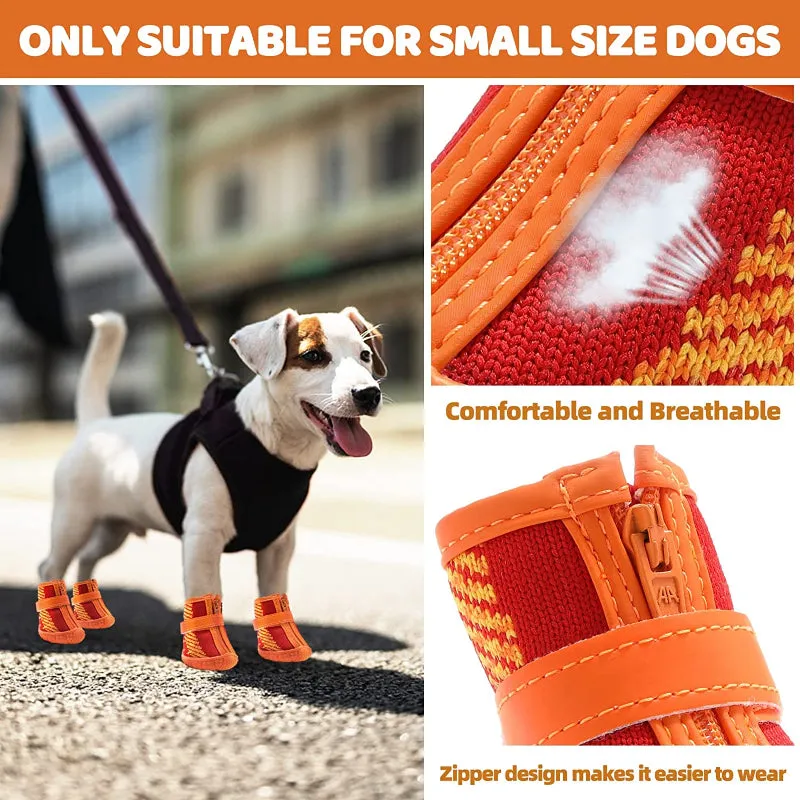 Dog Shoes For Small Dogs Boots, Breathable Dog Booties Paw Protector For Hot Pavement Winter Snow Hiking Booties 4pcs